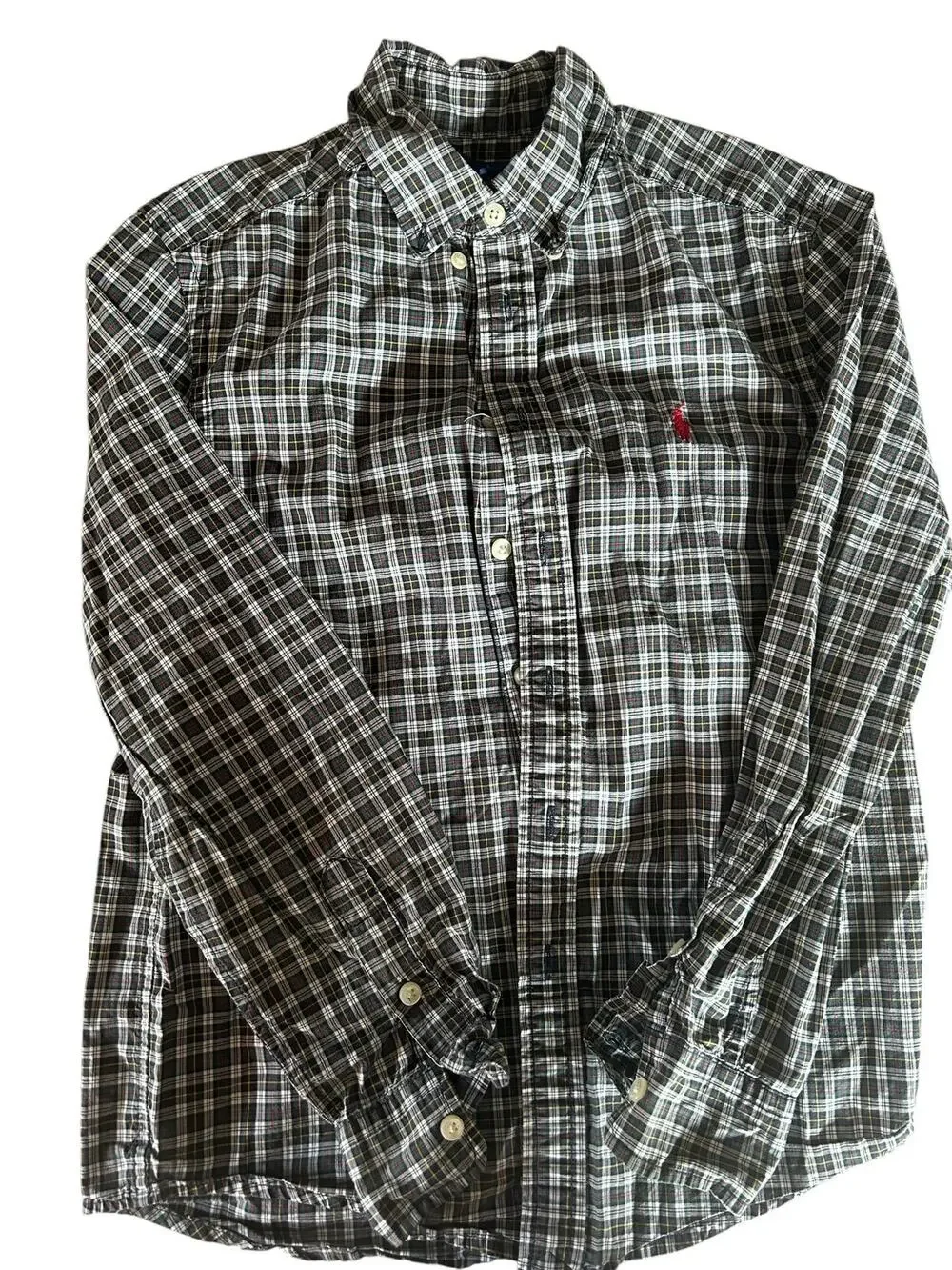 Ralph Lauren Black Green Plaid Shirt size 10-12